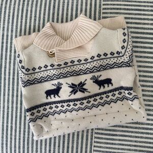 Gymboree Cream and Navy Patterned Romper